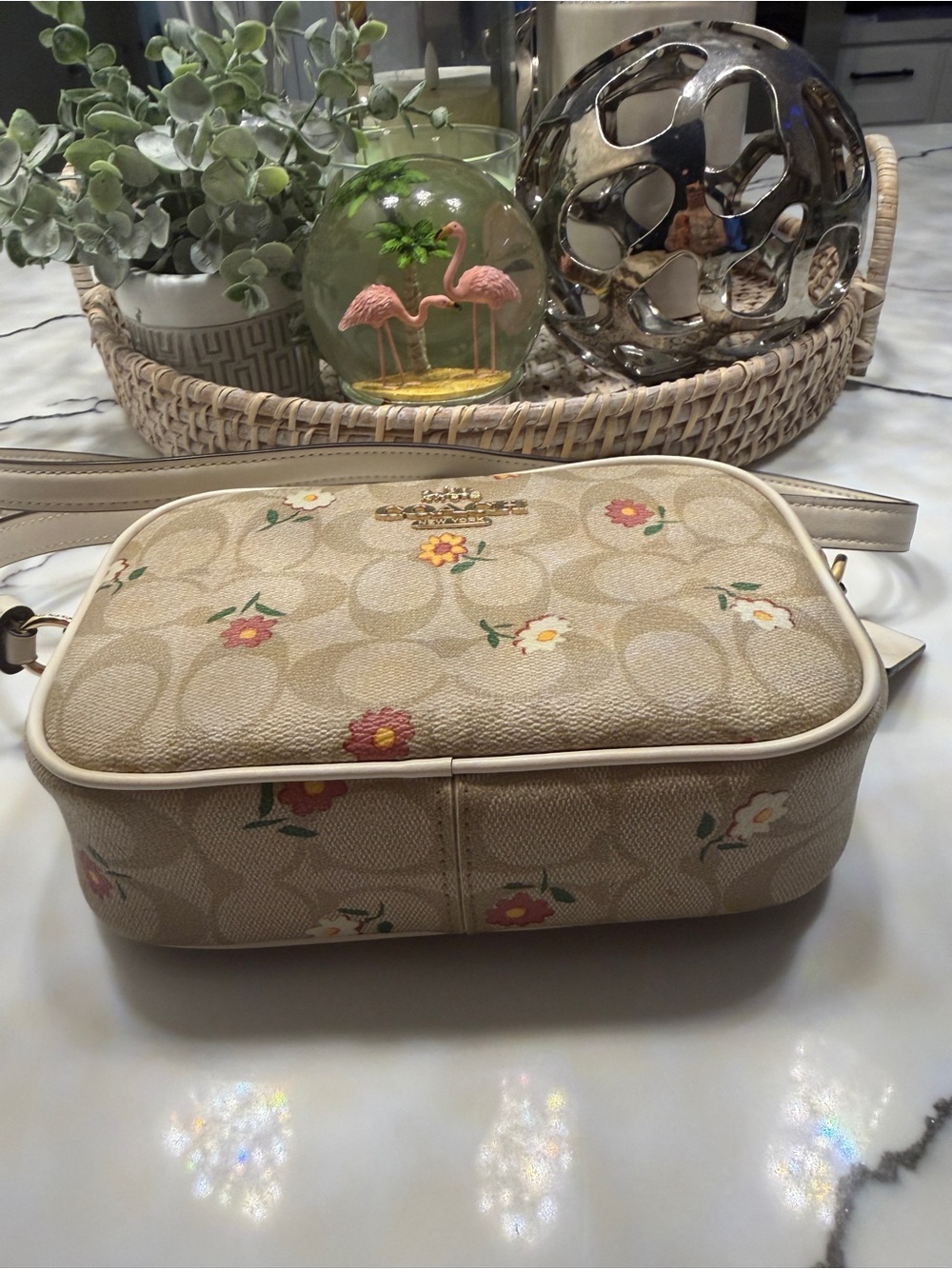 Coach Beige Signature Floral Crossbody Bag - Picture 10 of 14